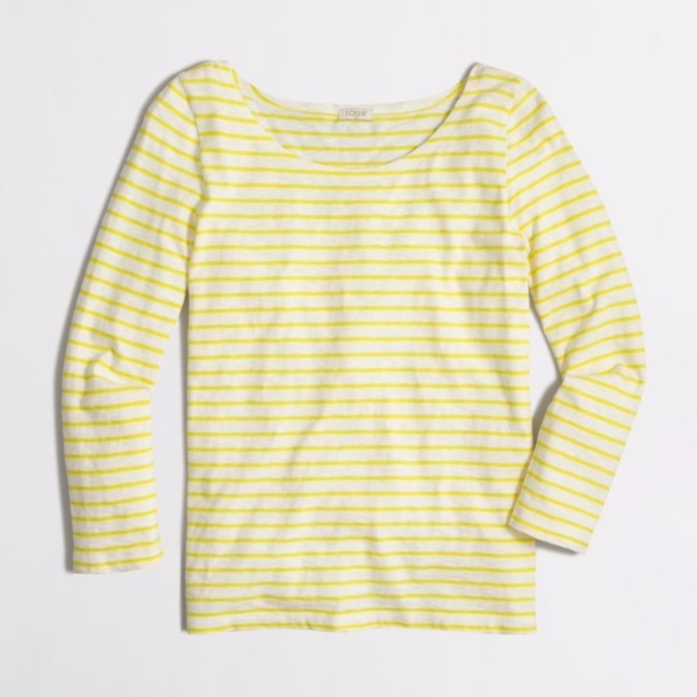 J Crew Yellow STRIPED BOATNECK TEE Sz XS - Picture 2 of 5