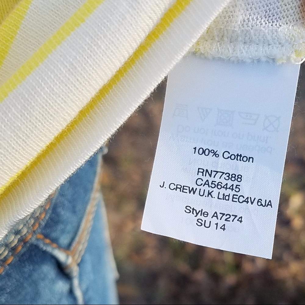 J Crew Yellow STRIPED BOATNECK TEE Sz XS - Picture 5 of 5