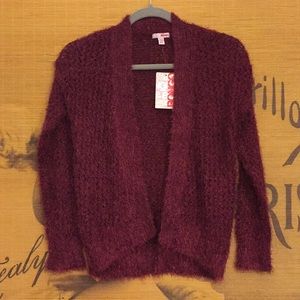 NWT! Bongo Eyelash Cardigan in Cranberry