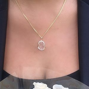 18” Clear Buddha Necklace Gold Chain