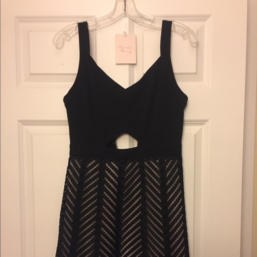 Cut out and lace short cocktail dress