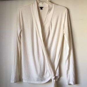 Ann Taylor Cream Wrap Sweater Sz L