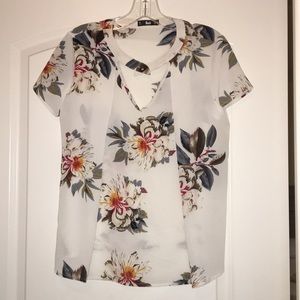Floral top with neck detail
