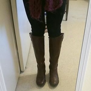 Brown leather riding boots