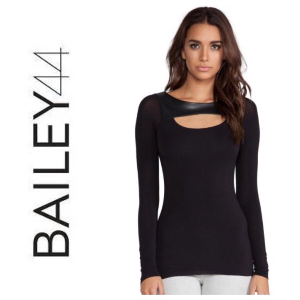 Bailey 44 Leather Detail Cutout Top- Size S