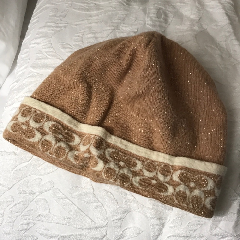 *SALE* Coach Knit Winter Hat (Gold/Tan/Metallic)