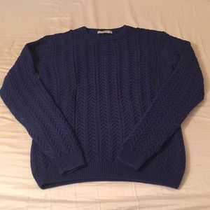 Mango Man S Blue Cable Knit Sweater