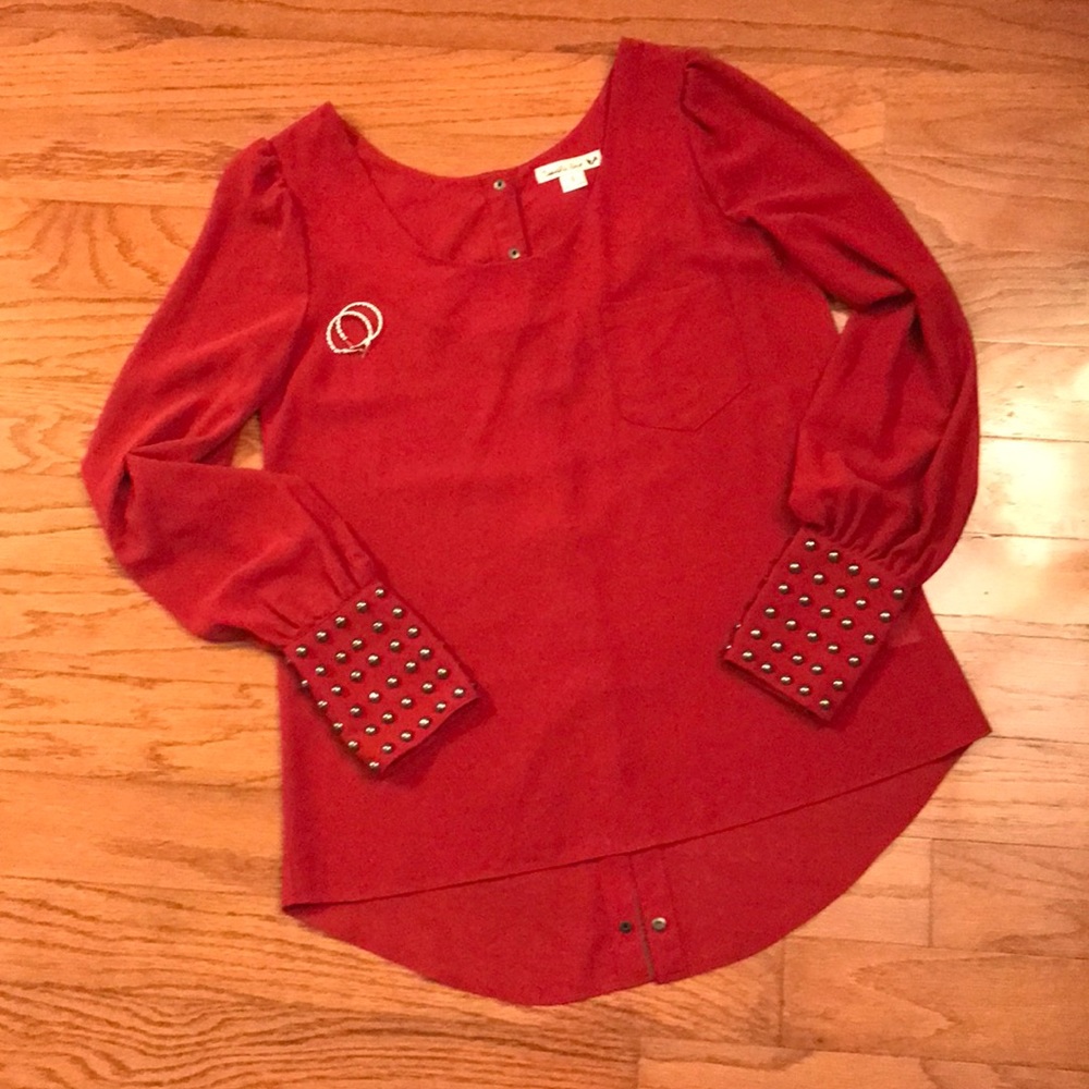 Long sleeve dressy studded top