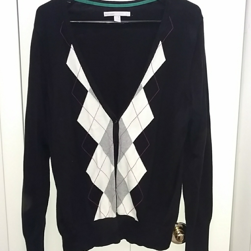 Old Navy Argyle Cardigan XL