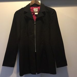 Women's black business-casual overcoat