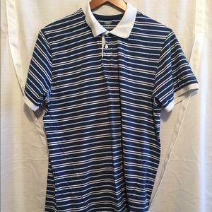 Blue and White Striped Polo