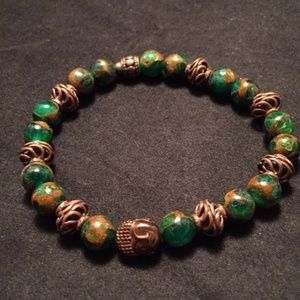 Emerald & Pyrite in Quartz with Buddha 7.25"