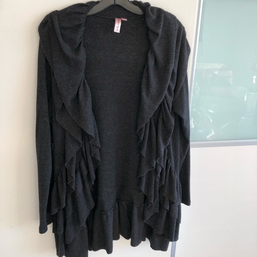 Ruffled dark great sweater!