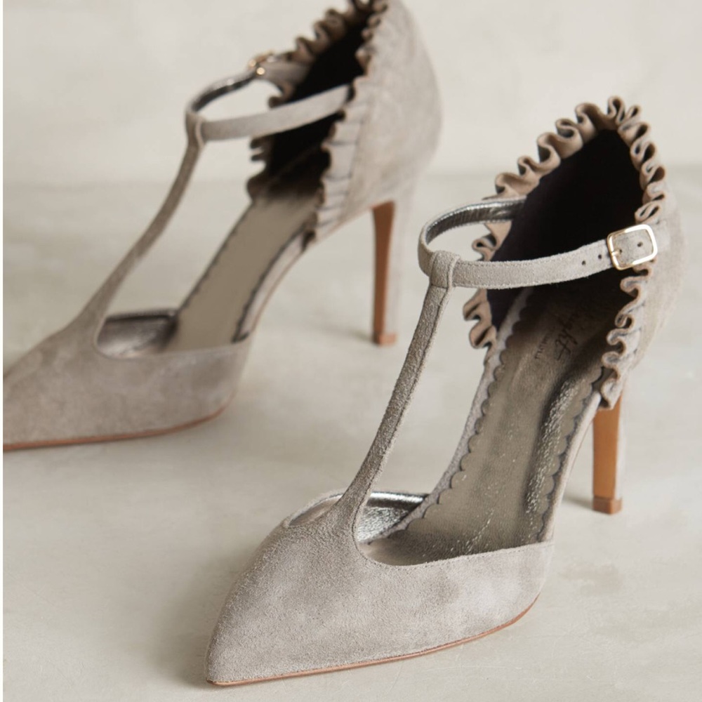 Miss Albright Frilled T-Straps Heels - Picture 1 of 4