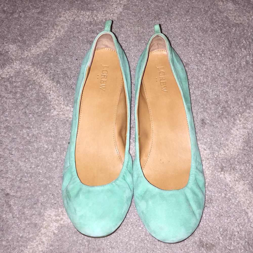 Sea foam turquoise Sz 10 J.CREW Suede flats