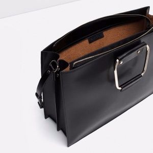 Zara Black Tote w Metal Handle
