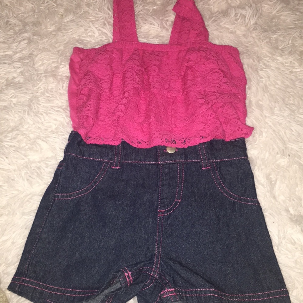 Girls jean pink ruffle outfit
