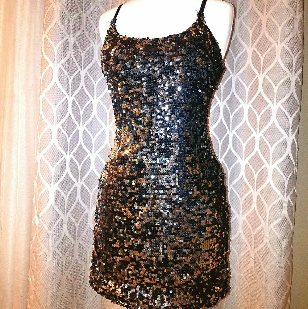 Black sequins mini dress never worn