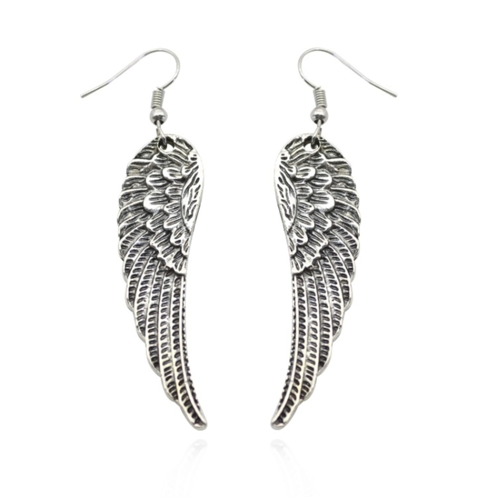 New Silver Drop Wing Earrings