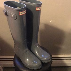 Shiny Gray, Tall Hunter Boots