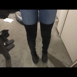 Black thigh high boots