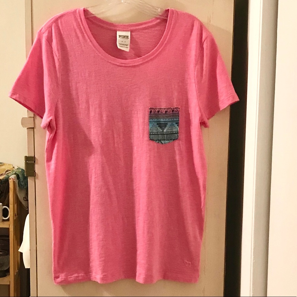 Victoria’s Secret PINK Tee T-Shirt w/Fabric Pocket