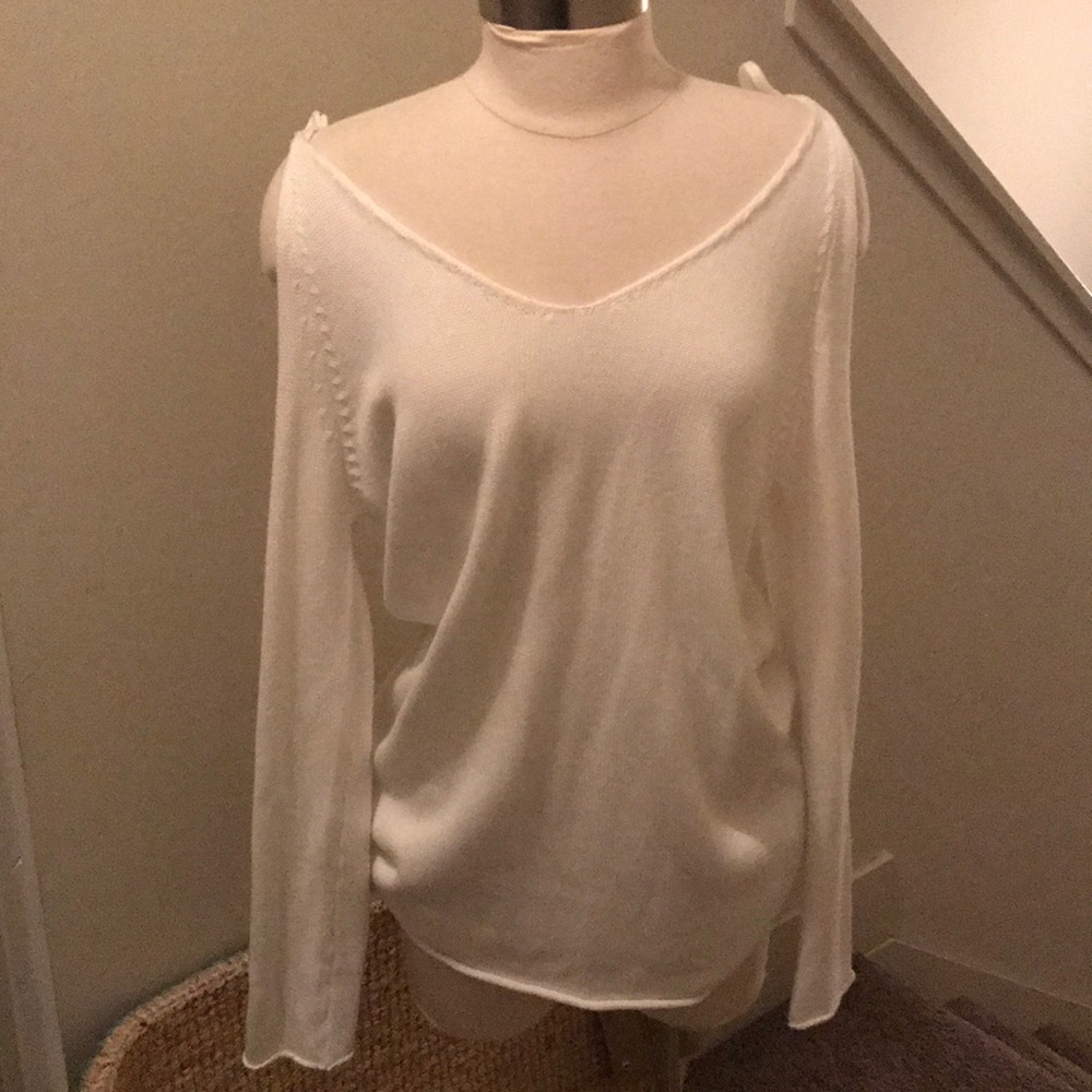 NWT forever 21 White open shoulder knit sweater