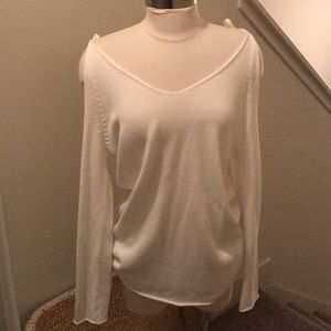 NWT forever 21 White open shoulder knit sweater