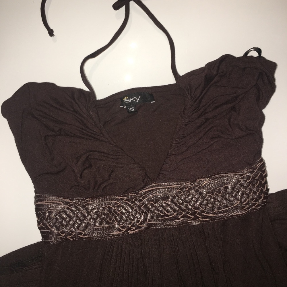 Dark brown Sky halter dress