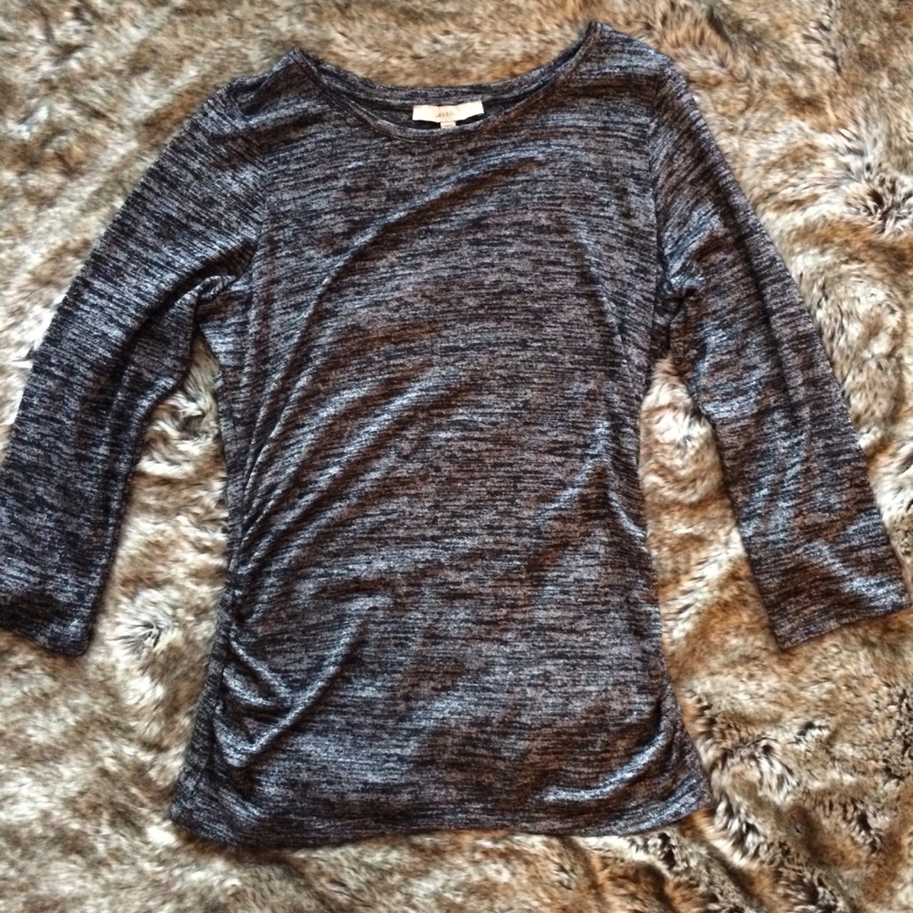 Lark & Ro 3/4 Sleeve heathered charcoal shirt