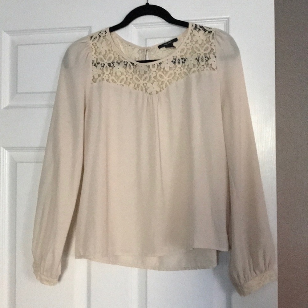 Forever 21 cream blouse with lace detail