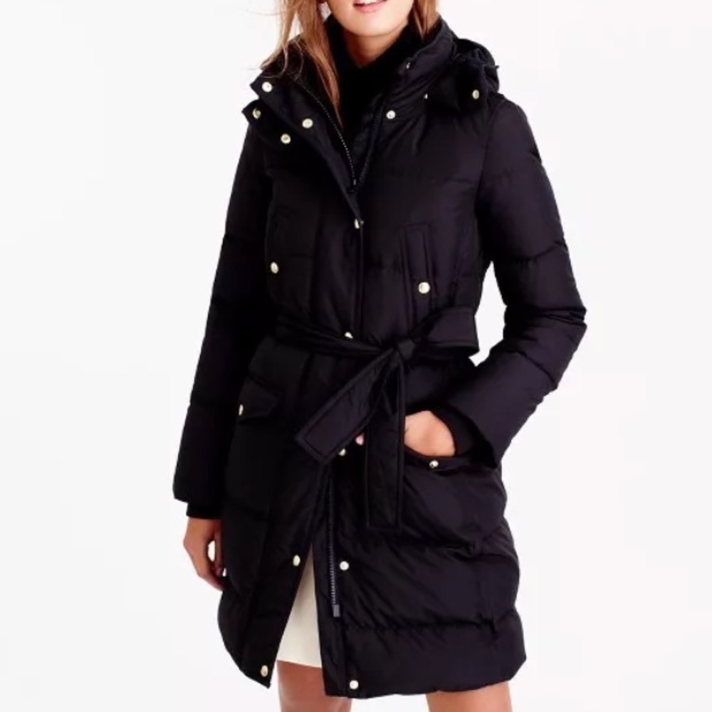 J.Crew Wintress Long Belted Puffer Coat PXS