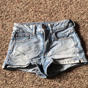 Light wash jean shorts