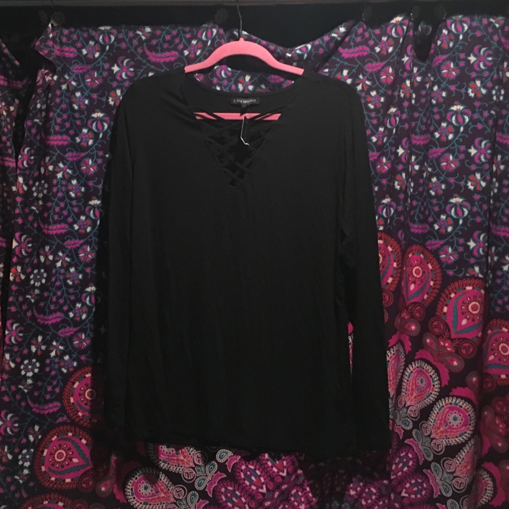 Lane Bryant jersey lace ups top shirt plus size
