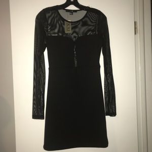 Long sleeve mesh dress