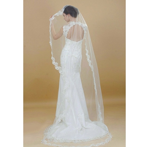Lace wedding veil long cathedral length