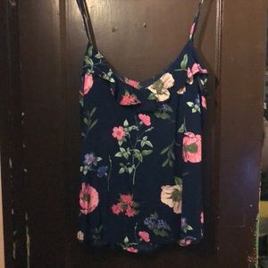 Navy blue floral spaghetti strap