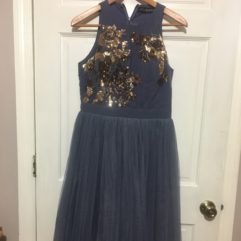 Beautiful Blue Embellished Tulle Dress 👗