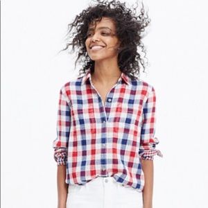 Madewell Plaid Button Down Top