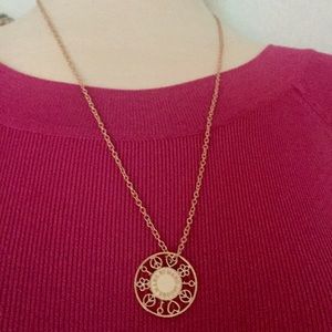 New Cream & Gold Disk Necklace