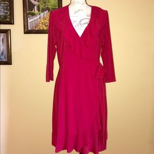 Red Ruffle Wrap Dress
