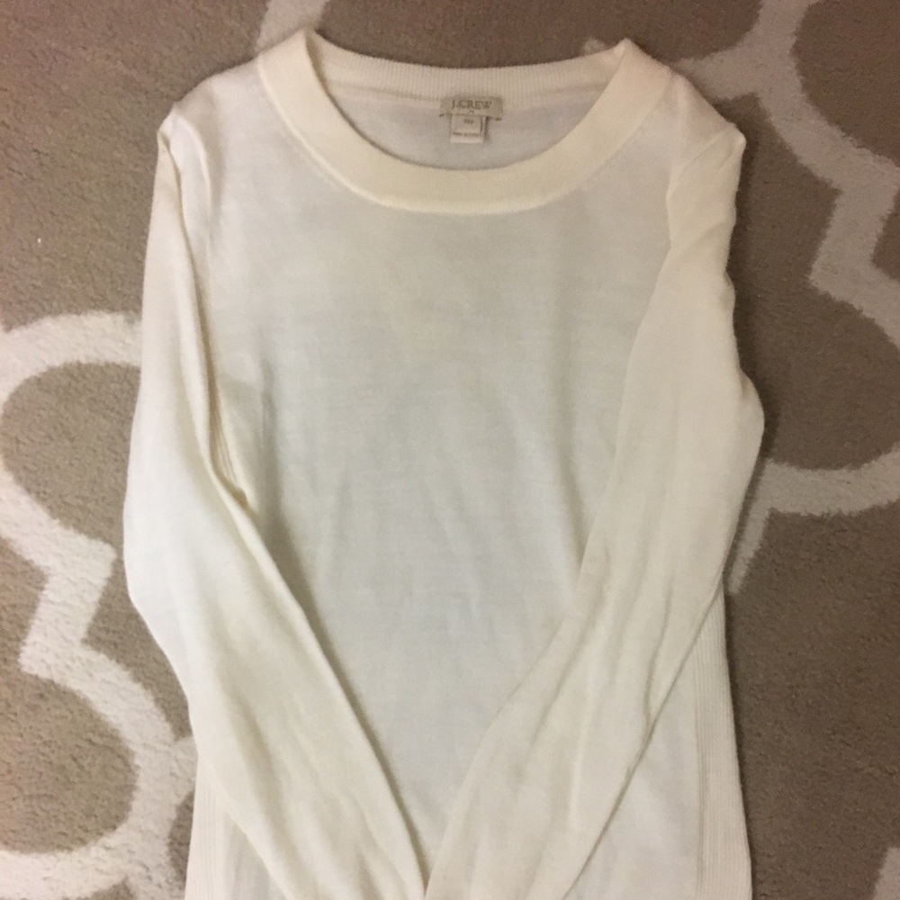 JCREW XXS CREAM COLOR CREWNECK SWEATER