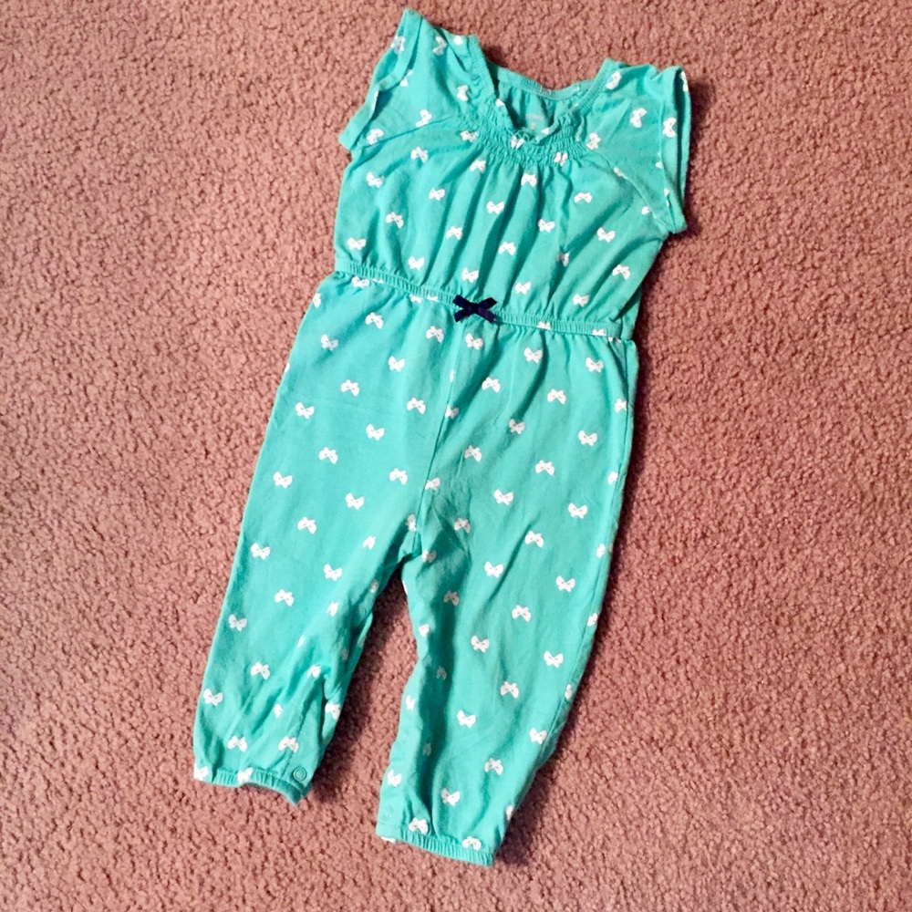 EUC Carter’s Teal Bow Print Pantsuit