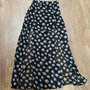 Lightweight double slit maxi skirt