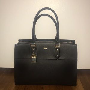 Black Faux Leather Tote