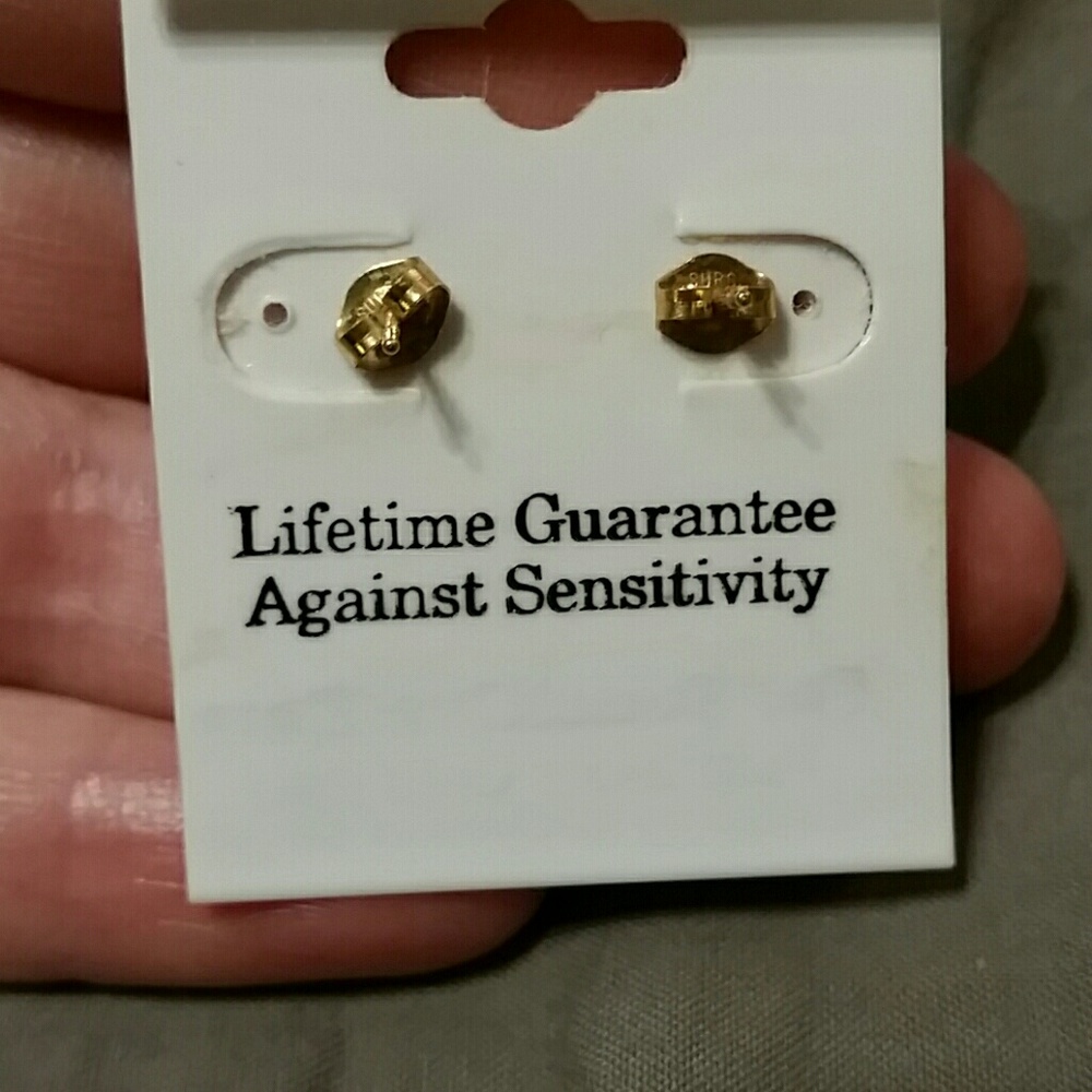 Dangle heart earrings. Pure 24kt gold over steel - Picture 2 of 2