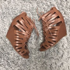 Open Toe Tie Up Wedges