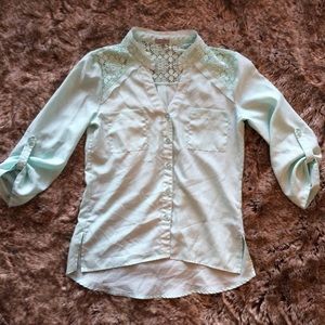 Charlotte Russe Mint green crochet blouse