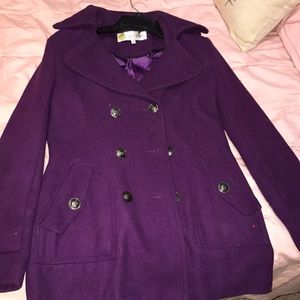 ✨Dark purple pea coat | size: small | no flaws✨