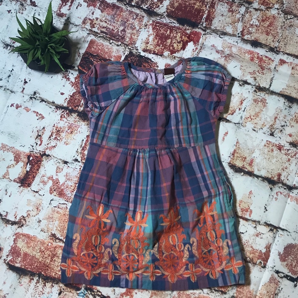 Tea collection plaid embroidered dress